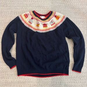 Boden - Women's Navy Sweater with Festive Ski Hat design Size Large
